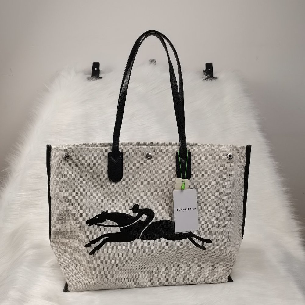 Longchamp Tote Bag in Black and Cream